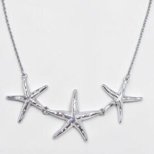Brighton Cape Star Retired Three Starfish Collar Pendant Crystal 16-18 Inch
